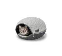 lionto Maison pour Chats en Feutre Robuste, Niche Douillette avec Fermeture éclair pour Chats, 46x38x24 cm, lit pour Chats Confortable et Moderne avec Coussin Doux et Lavable, Gris