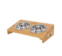 lionto Mangeoire pour chats surélevée avec support en bambou