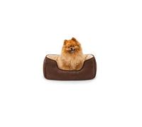 lionto Panier Chien 2-en-1, Aspect Daim, 60 x 50 cm, Brun/Beige | Panier réversible 2-en-1 en aspect daim, avec entrée accessible et matières faciles à entretenir pour chien ou chat