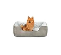 lionto Panier Chien 2-en-1, Aspect Daim, 80 x 60 cm, Gris Clair/Gris foncé | Panier réversible 2-en-1 en aspect daim, avec entrée accessible et matières faciles à entretenir pour chien ou chat