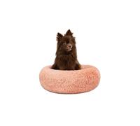 lionto Panier Donut en Peluche pour Chien et Chat, Ø 40 cm, Rose | Peluche douce, bord surélevé, rembourrage épais et dessous antidérapant pour un couchage confortable
