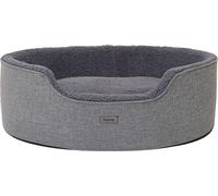 lionto Panier pour chats ovale avec housse lavable, 83x63x27 cm, gris
