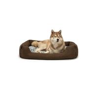 lionto Panier pour Chien avec Coussin réversible Moelleux, lit Douillet pour Animaux au Design chiné avec entrée Basse, pour Chiens & Chats de Toutes Tailles, 110x80 cm, Marron