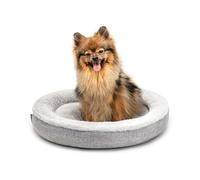 lionto Panier pour Chien Rond en Forme de Beignet, Ø 55 cm, Coussin pour Animaux avec Housse Lavable et Picots antidérapants, lit Douillet en Lin Oxford et Peluche, Gris