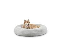 lionto Lit donut pour chiens et chats, lit rond moelleux pour petits et grands animaux domestiques, Ø120 cm, lit pour chats en peluche doux, coussin pour chien avec rembourrage extra épais, gris clair