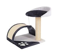 lionto Petit Arbre à Chat en sisal, Balle en Peluche, 43 cm, Gris/Blanc | Petit arbre avec plateforme, arche à griffer et balle en peluche pour griffer, jouer, grimper et se reposer