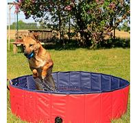 lionto Piscine pour Chien Pliable en PVC Bassin pour Chiens Baignoire pour Chien Piscine pour Animaux, (M) 120 cm Ø Hauteur 30 cm Bleu/Rouge