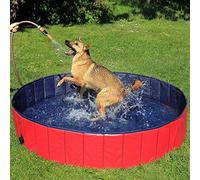 lionto Piscine pour Chien Pliable en PVC Bassin pour Chiens Baignoire pour Chien Piscine pour Animaux, (L) 160 cm Ø Hauteur 30 cm Bleu/Rouge