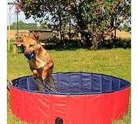 lionto Piscine pour Chien Pliable en PVC Bassin pour Chiens Baignoire pour Chien Piscine pour Animaux, (S) 80 cm Ø Hauteur 20 cm Bleu/Rouge