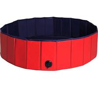 lionto Piscine pour chiens avec valve de vidange, diamètre 120 cm, hauteur 30 cm, rouge/bleu
