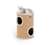 lionto Griffoir en Jute avec Balle de Jeu & Bord en Peluche, Hauteur 50 cm, Arbre à Chat Stable pour Petits & Grands Chats, Parfait pour Griffes & Jeu, cachettes Multiples, Ø 36 cm, Beige.