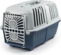 lionto Boîte de Transport en Plastique recyclé pour Chiens et Chats, Boîte de Transport pour Animaux de Compagnie, Boîte pour Petits Animaux, 48x31,5x33 cm, Bleu foncé