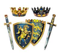 Liontouch 2 Épées & 2 Boucliers avec 2 Couronnes - Roi & Chevalier, 3-6 Ans | Roi & Chevalier | 2 Couronnes Incluses | Sets en Mousse pour Frères & Amis, Déguisement, Jeu de Rôle & Combats Imaginaires