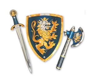 Liontouch - Chevalier Noble, Épée, Bouclier, Hache, Bleu | Ensemble de Combat pour Garçons, 3-8 Ans | Armes et Accessoires de Combat Sûrs | Prétendre Jouer, S'habiller et Se Déguiser pour Enfants