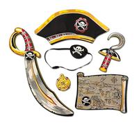 Liontouch - Coffret Pirate avec Sabre, Crochet, Chapeau, Cache-œil, Médaillon et Carte - 3+ Ans | Jeu d’Imitation pour Enfants Prêts à Voguer dans Les Caraïbes | Mousse Durable et Sécurisé
