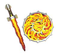 Liontouch Épée & Bouclier Enfant en Mousse - Flamme, 3 Ans+ | Flamme | Set Épée & Bouclier au Motif de Feu pour Déguisement, Jeu de Rôle, Combats Imaginaires & Aventures