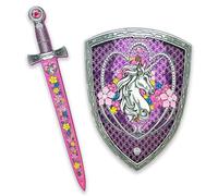 Liontouch Épée & Bouclier Princesse Licorne pour Enfant en Mousse - 3-6 Ans | Princesse Licorne | Ensemble Rose en Mousse avec Fleurs & Pierres pour Déguisement, Jeu de Rôle & Aventures Royales