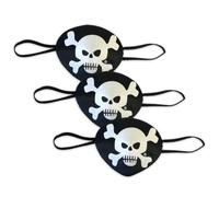 Liontouch Lot de 3 Cache-Œil Pirate pour Enfants - Rayure Rouge, 3 Ans+ | Capitaine Rayure Rouge | 3 Cache-Œil à Motif Crâne pour Déguisement Pirate, Jeu de Rôle, Chasse au Trésor & Aventures