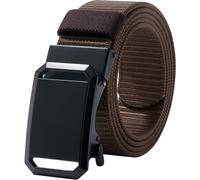 LionVII Ceinture pour homme avec Boucle à Cliquet Automatique -Tissu respirant - Pour le travail, le sport de plein air, la randonnée [130 cm L x 3,8 cm W] Café
