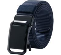 LionVII Ceinture pour homme avec Boucle à Cliquet Automatique -Tissu respirant - Pour le travail, le sport de plein air, la randonnée [130 cm L x 3,8 cm W] Bleu marine