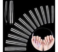 LIONVISON 3XL Faux Ongles Cercueil Extra Longs, 240 Pcs Ballerine Transparente French Nail Tips pour Ongles Acryliques, 12 Tailles Kits d'Extension d'Ongles à Couverture Complète Appuyez sur Ongles