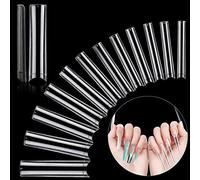 LIONVISON 3XL Faux Ongles Extra Longs, 240 Pcs Clairs C Courbe Carrés Embouts à Presser sur les Ongles, 12 Tailles Demi-Couverture Traceless Ongles Droits pour Acrylique Manucure Salon DIY Nail Art