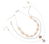 LIOOBO 1 Ensemble Collier Hawaïen pour Femme Choker Court Perles Naturelles Bijoux Été Plage Élégant et