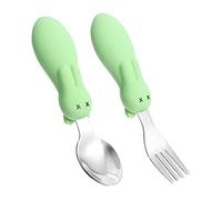 LIOOBO 1 ensemble Set de Cuillères et Fourchettes pour Garçon Fille Ensemble de Vaisselle Apprentissage Inox avec Poignée Courte Vaisselle Antidérapante et Ergonomique pour Garçon Fille