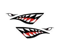 LIOOBO 1 Paire d'autocollants de Bouche de Requin imperméables drôles Dents Bateau Stickers pour Bateau de pêche canoë Voiture Voiture Porte latérale