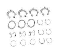 LIOOBO 19Pièces Nez Perçage pour Piercings de Mode Anneaux Inoxydable Accessoires Élégants pour Look Unique