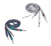 LIOOBO 2 paires Lacets Imprimés Polyester Lacets Stylés pour Chaussures de Sport et Sneakers Motifs Totem et Floral