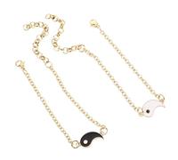 LIOOBO 2 pièces Bracelet Couple Yin Yang Réglable Acier Inoxydable Bijou Double Élégant pour Amitié et Relation Cadeau pour Copain et Copine