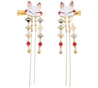 LIOOBO 2 pièces Pinces Cheveux Vintage Chinoises Alliage avec Pompon Clip Latéral Fox Cartoon Mask Accessoire Cheveux pour Filles Lot de Couleur Du Pendentif Aléatoire Couleur Aléatoire