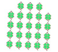 LIOOBO 25Pcs Pendentifs Trèfle à Quatre Feuilles En Métal Vert Chanceux Pour Bricolage - Accessoires De Bijoux Idéaux Pour St Patrick Et De Fête