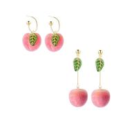 LIOOBO 2Paires Boucles Oreilles Forme de Pêche Rétro Pendantes et Chics Accessoires Décoratifs pour Style Unique