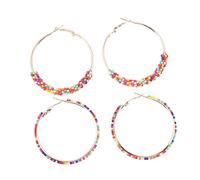 LIOOBO 2Paires Boucles Oreilles Perles Colorées avec Anneau pour Parfaites pour Occasions Décontractées et Ajoutent Charme à