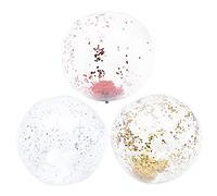 LIOOBO 3Pièces Balles de Plage Gonflables PVC Ballons à Paillettes Colorés pour Activités Estivales et Jeux Aquatiques Jouets Amusants pour Fêtes Plein Air