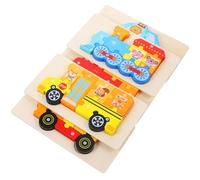 LIOOBO 5 Ensembles Puzzles Bois pour Garçon Fille Jouets Éducatifs Cognitifs avec Véhicules Camion de Pompier Camion Benne Bus Train Voiture de Police Développement des Compétences