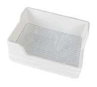 LIOOBO Bac à Litière pour Lapin en Plastique Blanc, Facile à Nettoyer Entrée Basse, Conçu en Parties Séparées pour Petits Animaux Domestiques