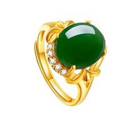 LIOOBO Bague En Jade Naturel Pour Femme - Alternative De Fiançailles - Design Élégant En Pierre Précieuse Idéale Pour Fête De La Saint Valentin Et Spéciaux