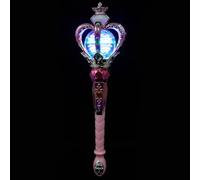 LIOOBO Baguette Magique Rotative Lumineuse pour Garçon et Filles, Baguette Fée avec Musique, Couleur Rose Poudré, sans Piles, pour Fêtes D’Anniversaire et Divertissements Familiaux