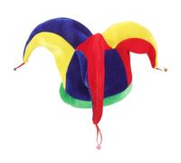LIOOBO Bonnet De Bouffon Multicolore, Chapeau De Bouffon avec Clochettes - Bonnet De Fête Drôle - Chapeau De Clown pour Accessoires De Costume Halloween Noël Mardi Gras Party