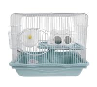 LIOOBO Cage à Hamster Double Étage en Plastique et Métal et avec Structure Résistante aux Morsures et Design à Deux Niveaux avec Roue D’Exercice et pour Souris et Gerbilles