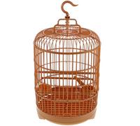LIOOBO Cage à Oiseaux Ronde en Plastique Marron pour Perroquet et Perruche Crochet Suspendu et Plateau Inférieur, Espace Suffisant pour Activité et Finition Soignée