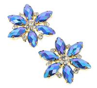 LIOOBO Clip de Chaussures Détachable en Alliage Bleu Strass de Fleur, Bijou Élégant et Charmant pour Décoration de Chaussures, 3x3 Cm, 1 Paire