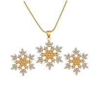 LIOOBO Collier Et Boucles Oreilles Flocon Étincelant Pour Mariage Bijoux Élégant Alliage Décoration Noëls Cadeau Pour Mariée Et Femmes