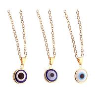 LIOOBO Collier Pendentif Œil Bleu Turc 3 Pièces en Alliage Chaîne Ajustable, Bijou de Protection le Mauvais Œil pour Femme, Symbole Amulette et Chance Quotidienne Couleur Aléatoire