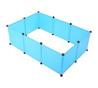 LIOOBO Enclos Modulable pour Petits Animaux 10 Pièces Bleu Embossé Clips Noirs, Parc à Jeux Portable pour Poussins, Canards, Lapins et Cobayes, Cage Sécurisée Intérieure Facile à Monter
