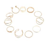 LIOOBO Ensemble de 10 Bagues Réglables en Alliage Or Perles, Décoration de Doigt Élégante, Résistante à L'usure, Facile à Entretenir, pour Fêtes et Usage Quotidien