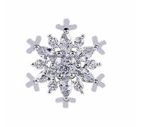LIOOBO Épingle Flocon de Neige Décoration de Fine Élégante en Laiton et Zircon Argenté Accessoire Délicat et Unique pour Vêtements Femme pour Costume